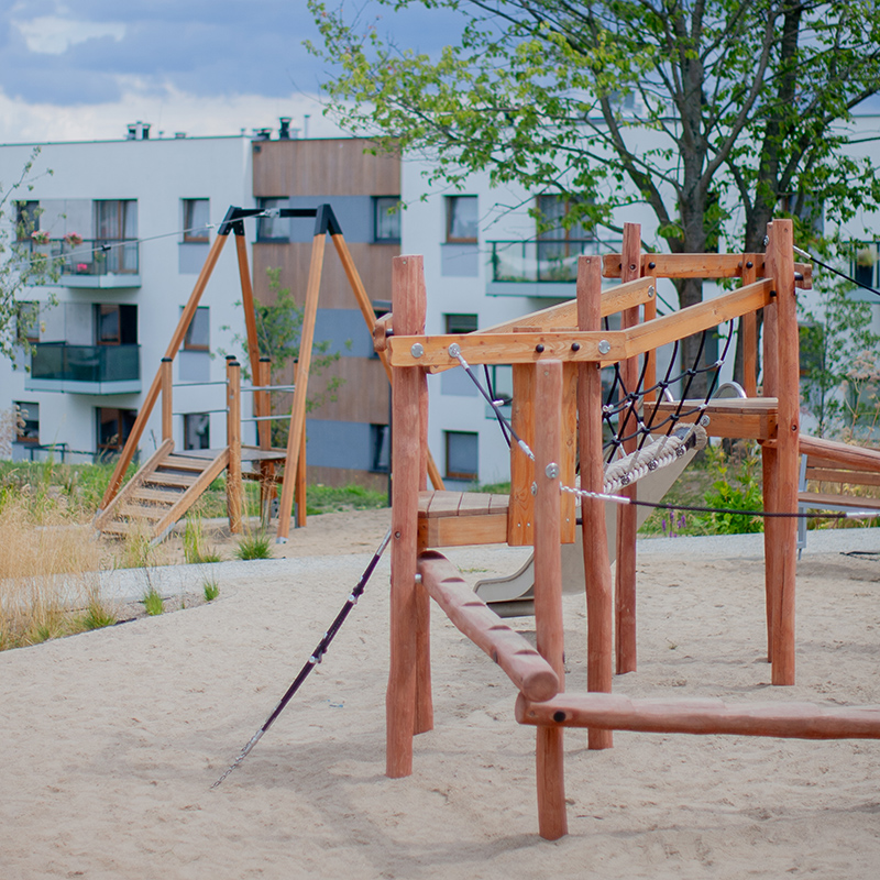 Wooden playground in residential area